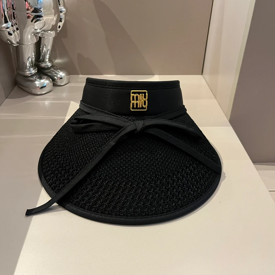 Miu Miu - Новая вязаная солнцезащитная шляпа на завязках - Черная