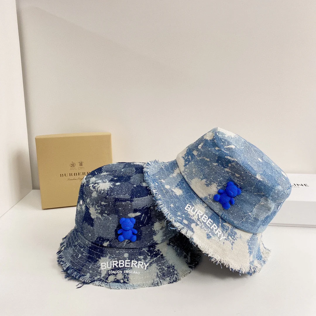 Burberry - Панама из выстиранного денима в форме медведя