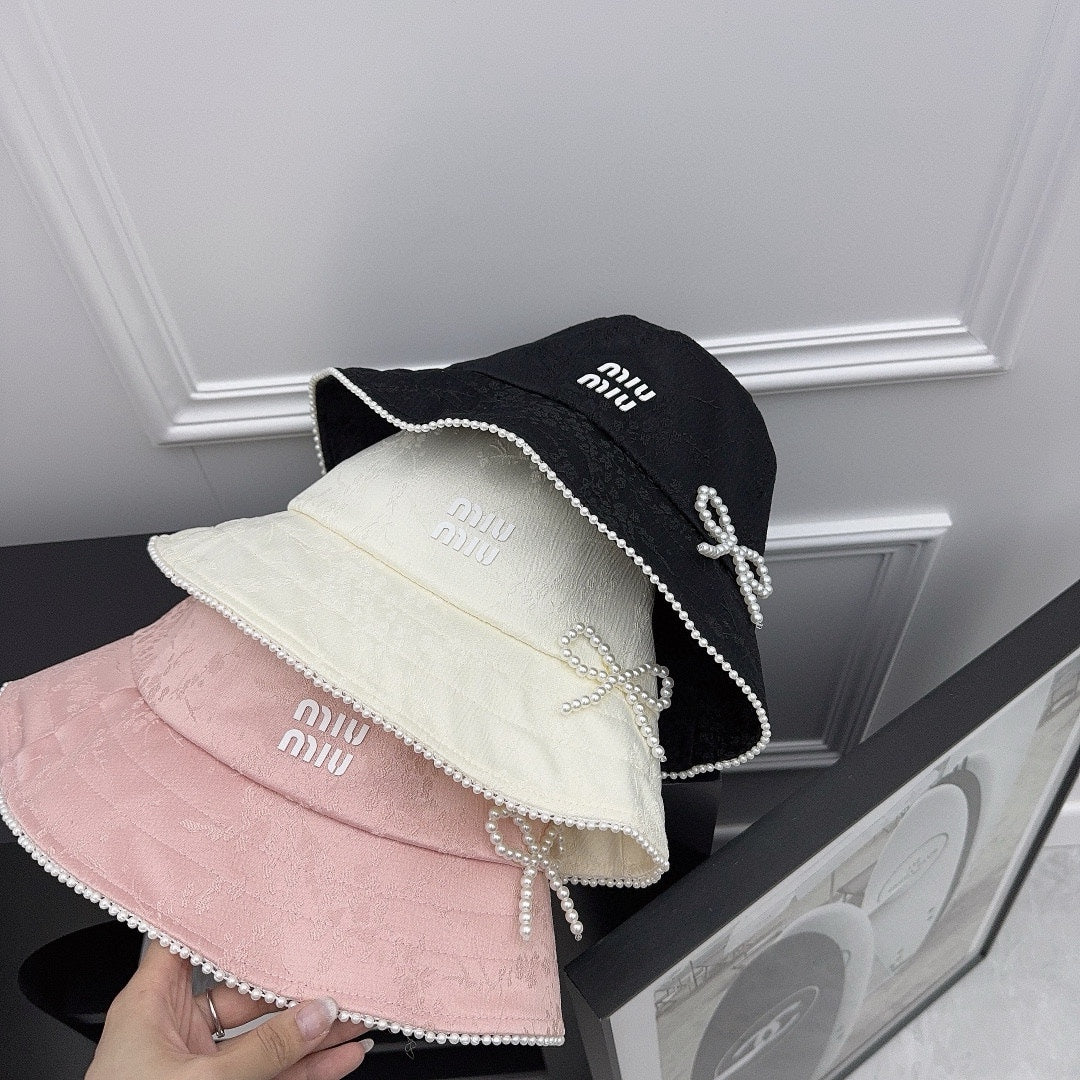 Miu Miu - Новая прочная рыбацкая шляпа с жемчужным принтом