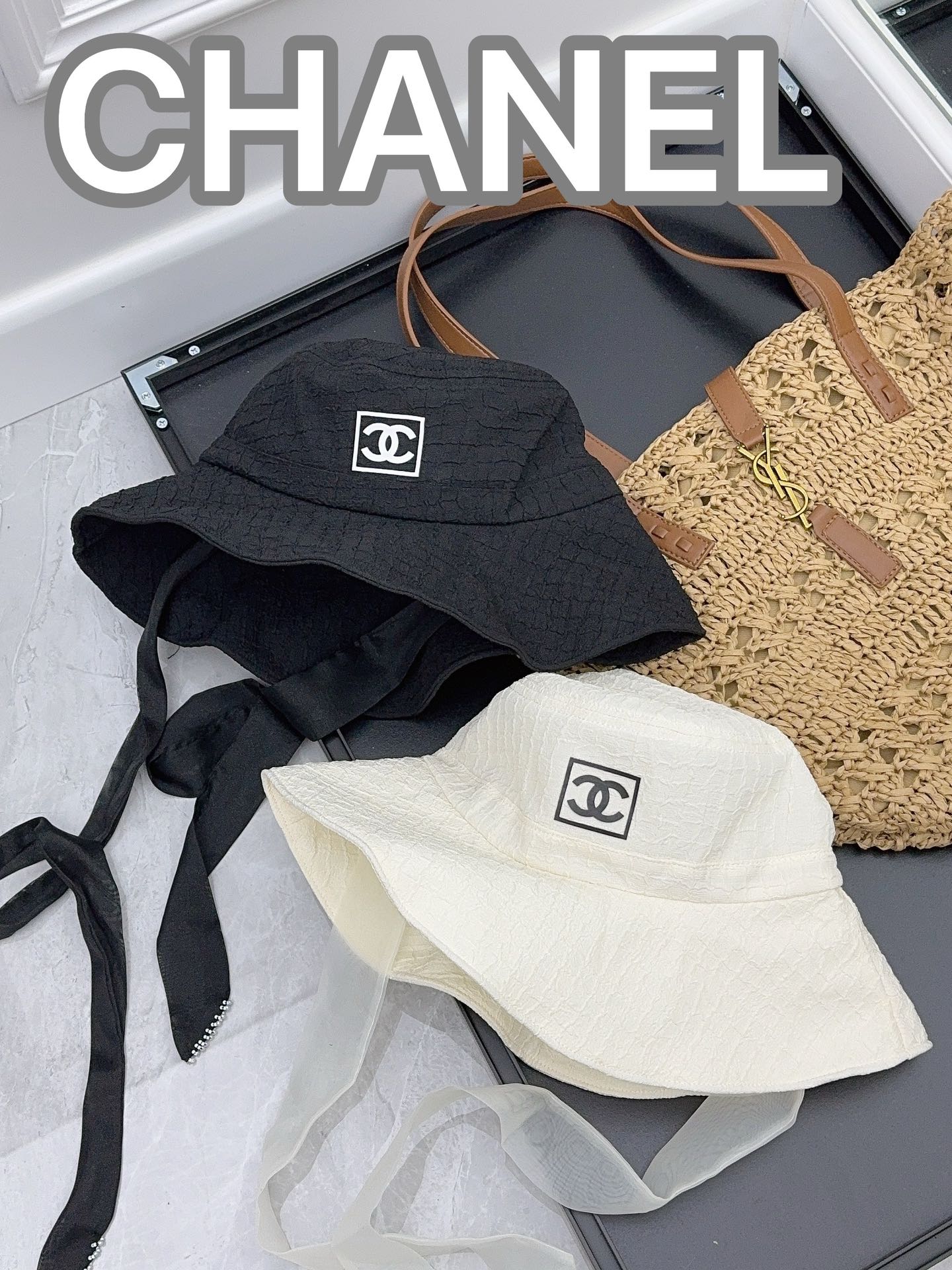 Chanel - Новая летняя милая рыбацкая шляпа с лентами