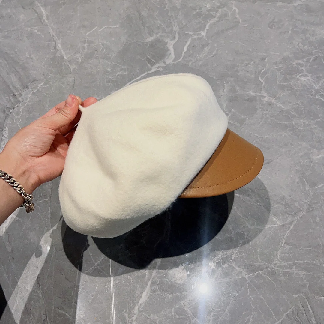 Берет Hermes из шерсти и кожи - белый