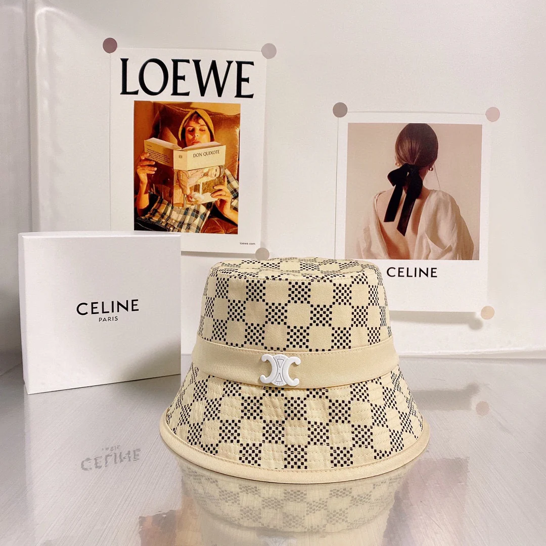 Панама Celine с клетчатым логотипом Триумфальной арки - 2 цвета - 1 шт.