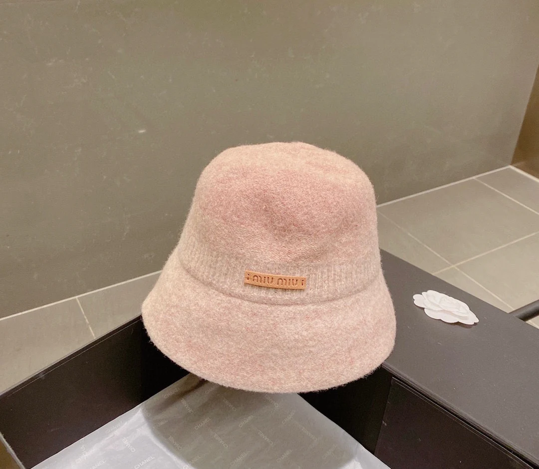 Miu Miu - Шерстяная градиентная рыбацкая шляпа - Абрикосовый цвет