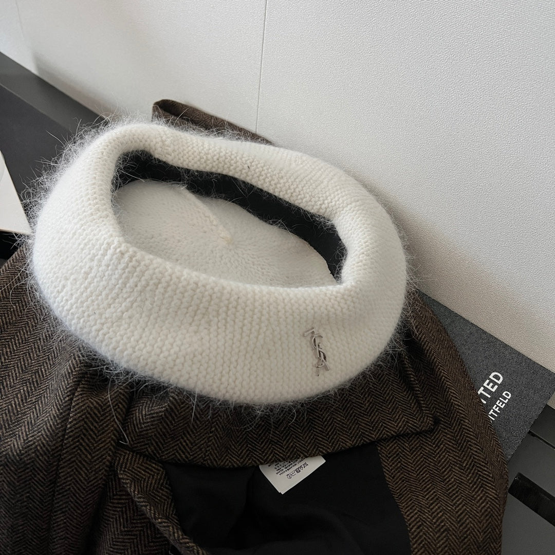 Вязаный меховой берет Saint Y-Lau