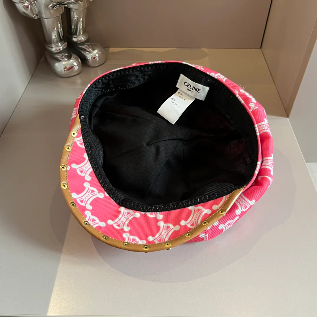 Celine - Новая шляпа художника с монограммой - Розовая