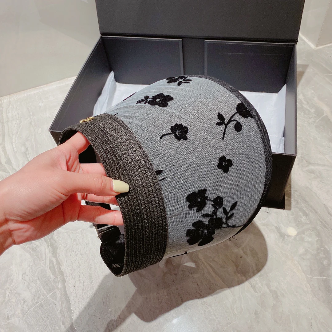 Солнцезащитная шляпа Chanel - Парик с открытым носком - Серый