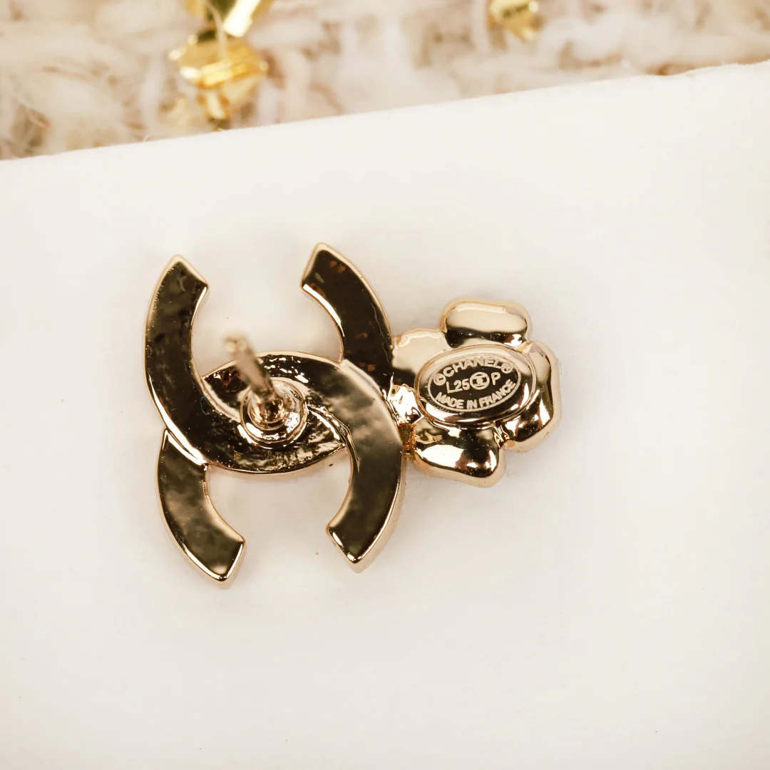 Серьги Chanel Camellia Double C - 25 пенсов