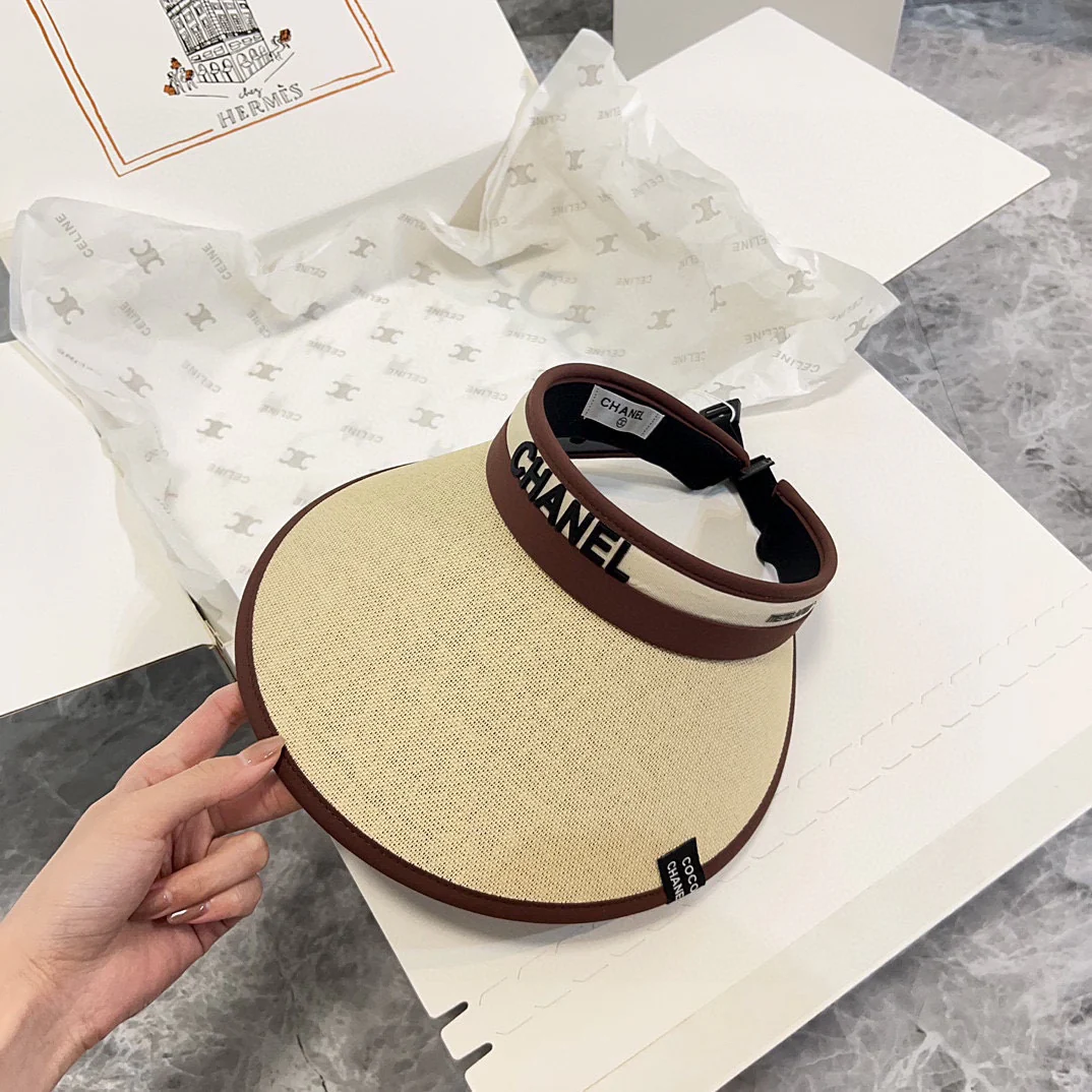 Солнцезащитная шляпа Chanel Color Block Woven Sun Hat - Кофейно-коричневый