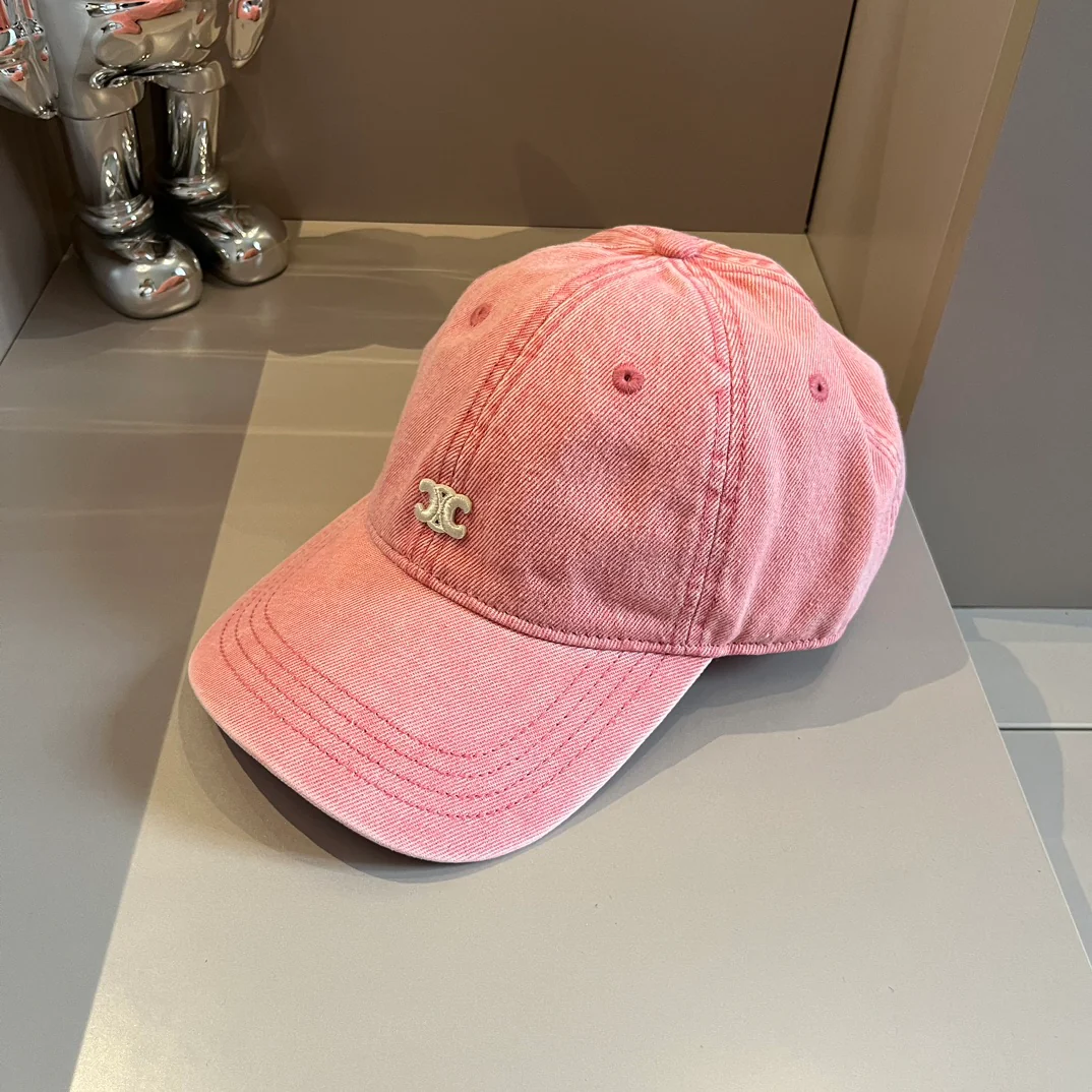 Celine - Бейсболка из выстиранного денима - Розовая