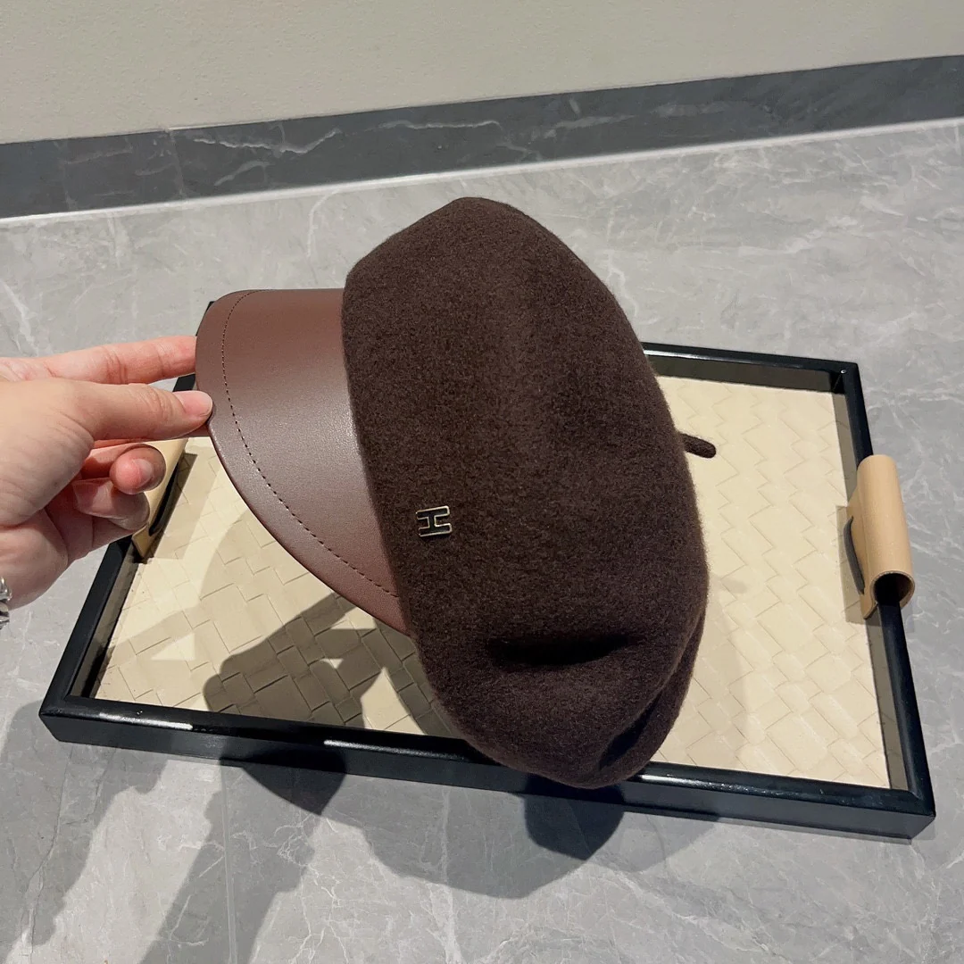 Берет Hermes из шерсти и кожи - коричневый