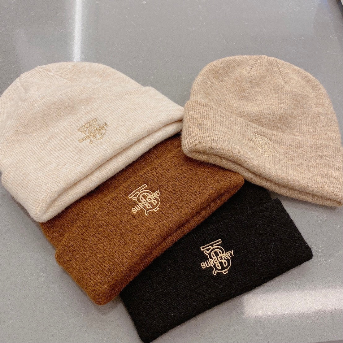 Вязаная шерстяная шапка Burberry TB — коричневая