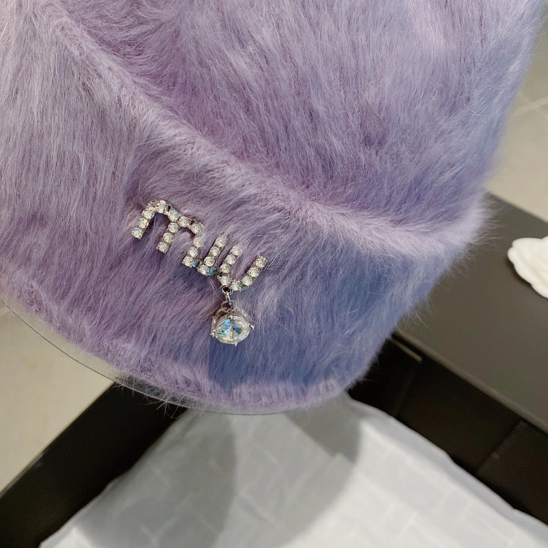 Miu Miu - Шапка из кроличьего меха - Фиолетовая