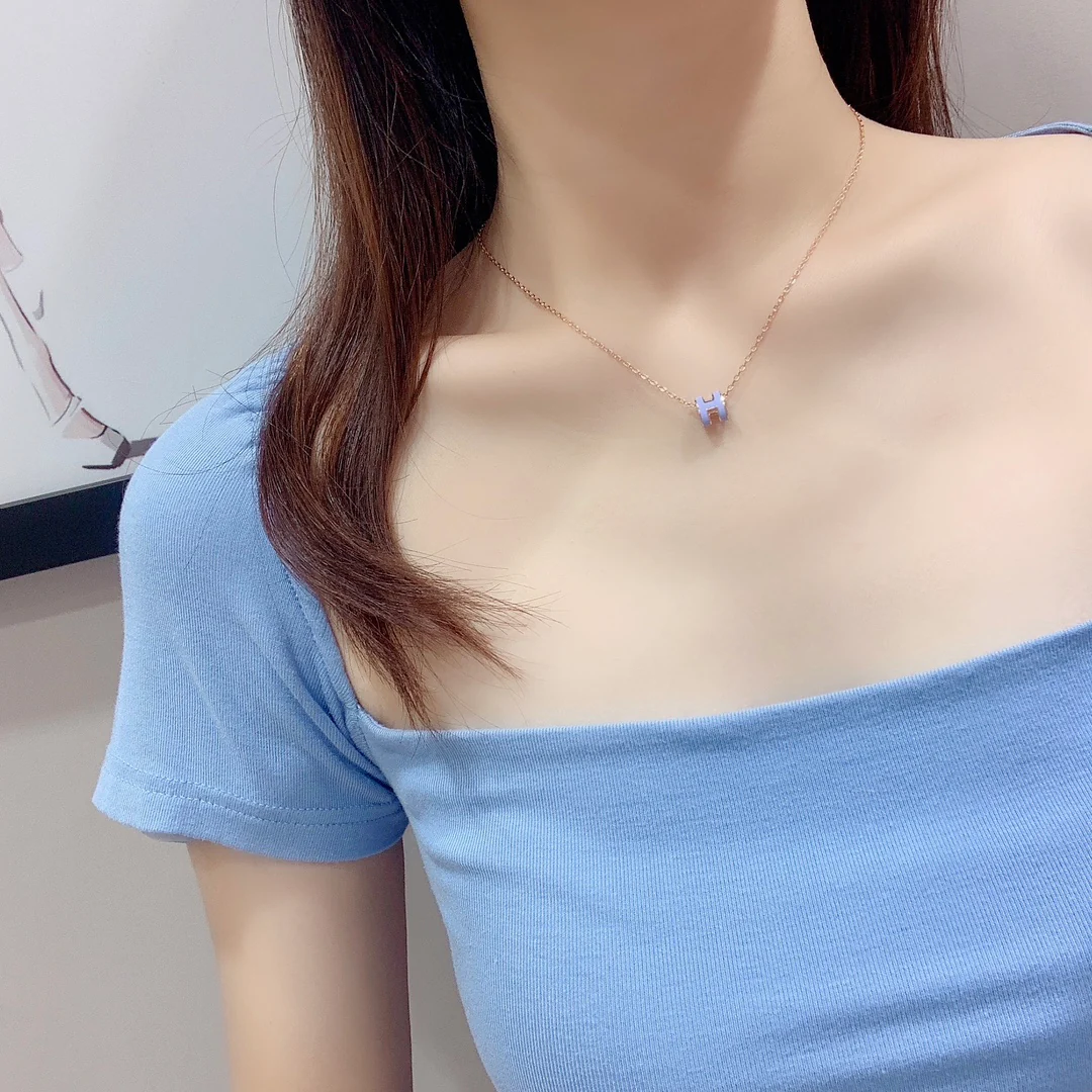 Hermes - Новое эмалированное колье H-образной формы 006