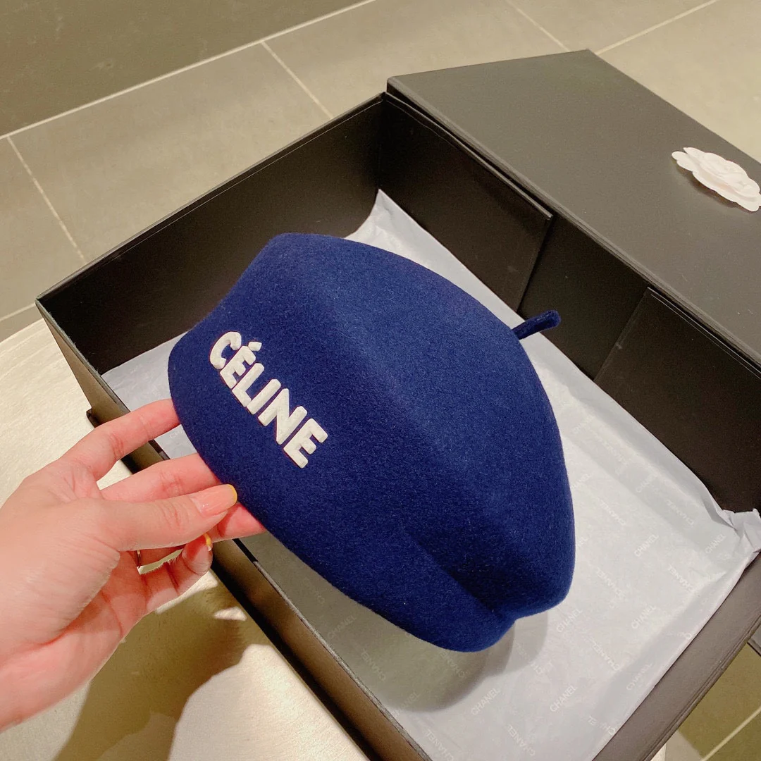 Селин - Шерстяной берет - Синий