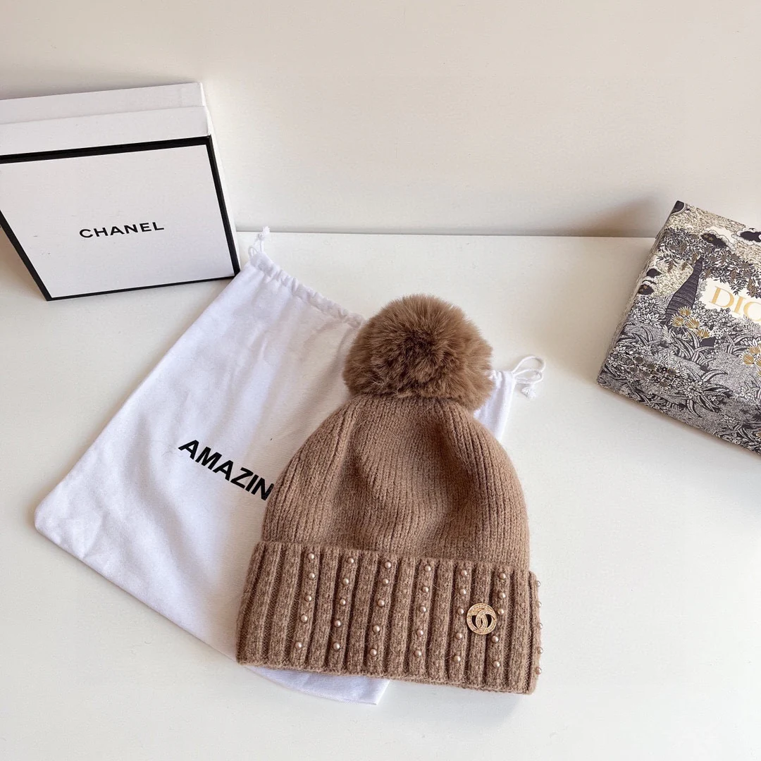 Chanel - Вязаная шапка - Коричневая