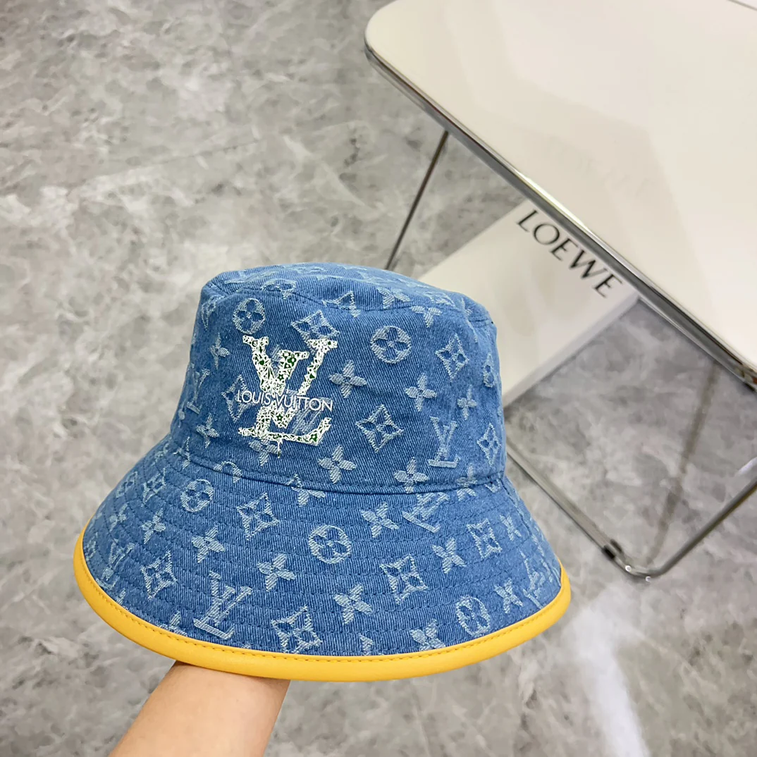 Новая джинсовая панама LV 2024 с кожаной отделкой