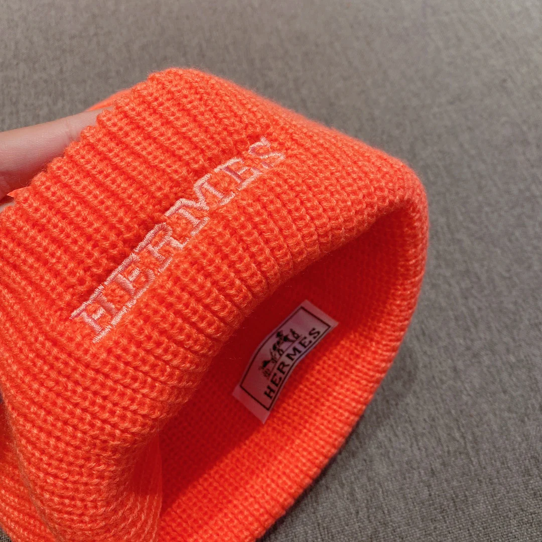 Вязаная шапка Hermes - унисекс - оранжевая