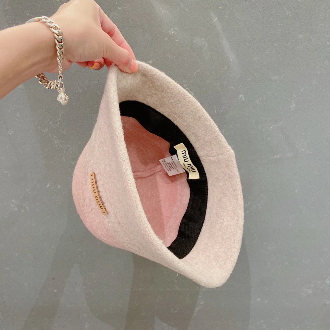 Miu Miu - Шерстяная рыбацкая шляпа с градиентным рисунком - Розовая