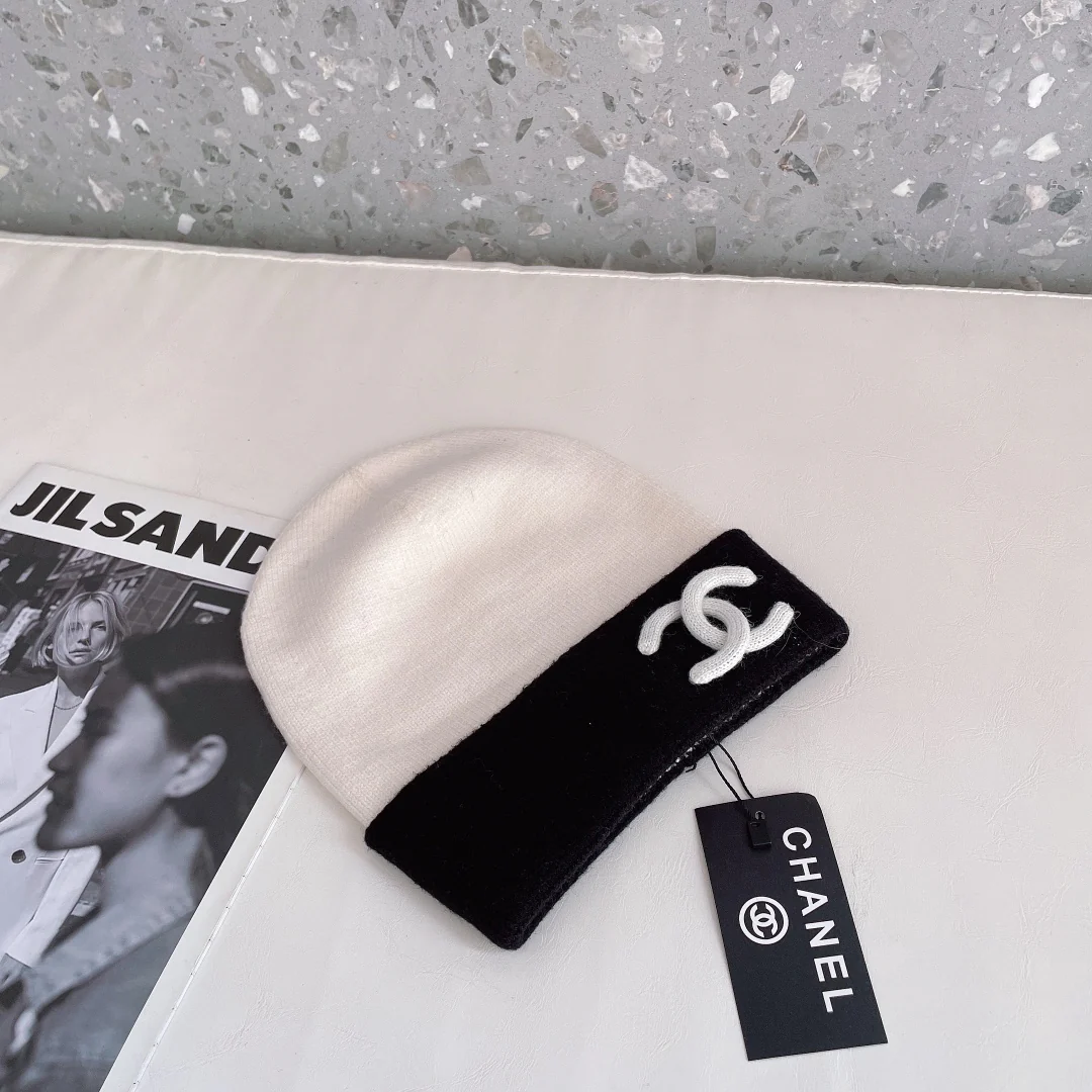 Chanel - Вязаная шапка-бини - Унисекс - Популярно на Xiaohongshu - Белая