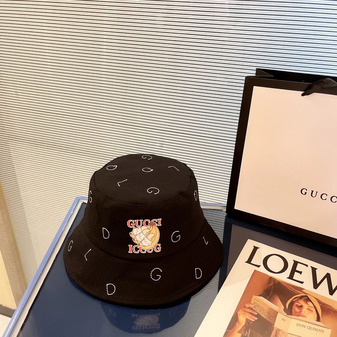 Gucci - Новая рыбацкая шляпа с вышитым котом