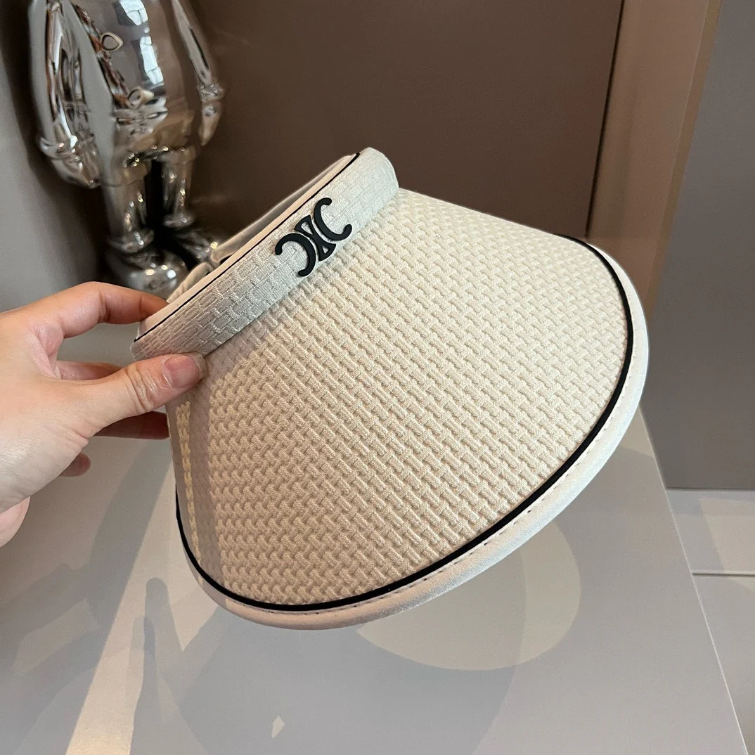 Celine - Новая минималистичная солнцезащитная шляпа с логотипом - бежевая