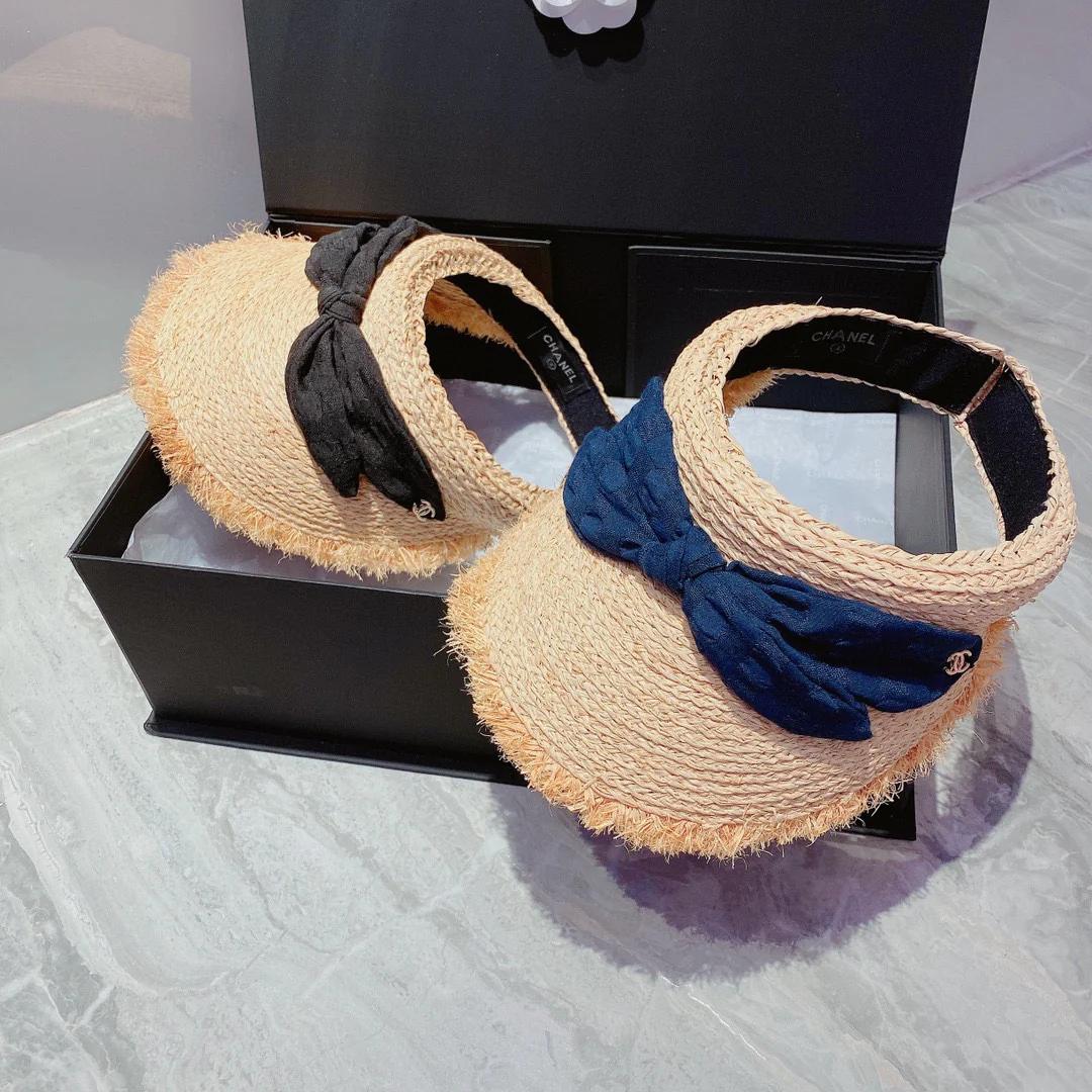 Солнцезащитная шляпа Chanel - Открытый жилет - Черная - 1