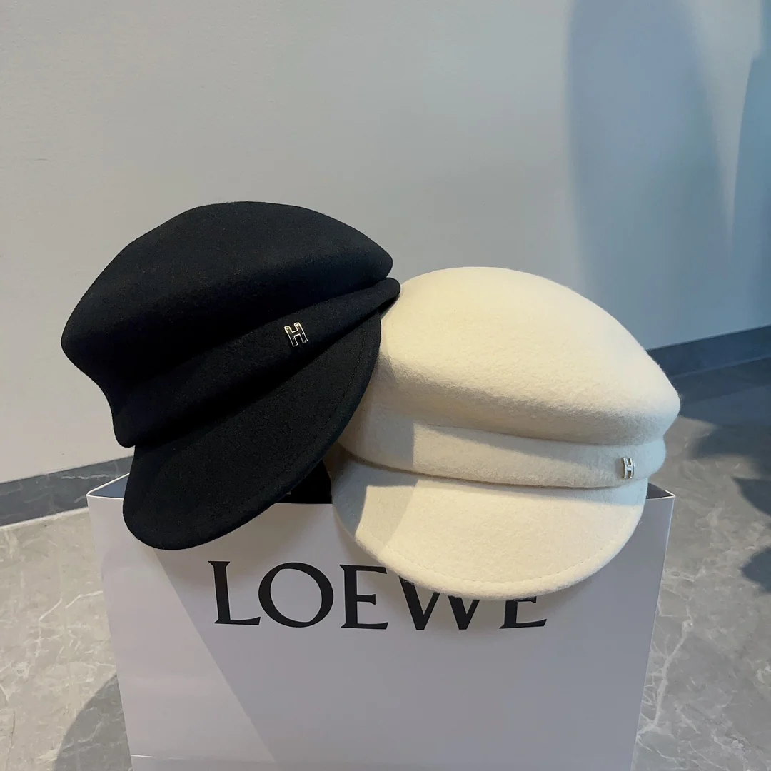 Hermes - Минималистичный шерстяной берет - Белый