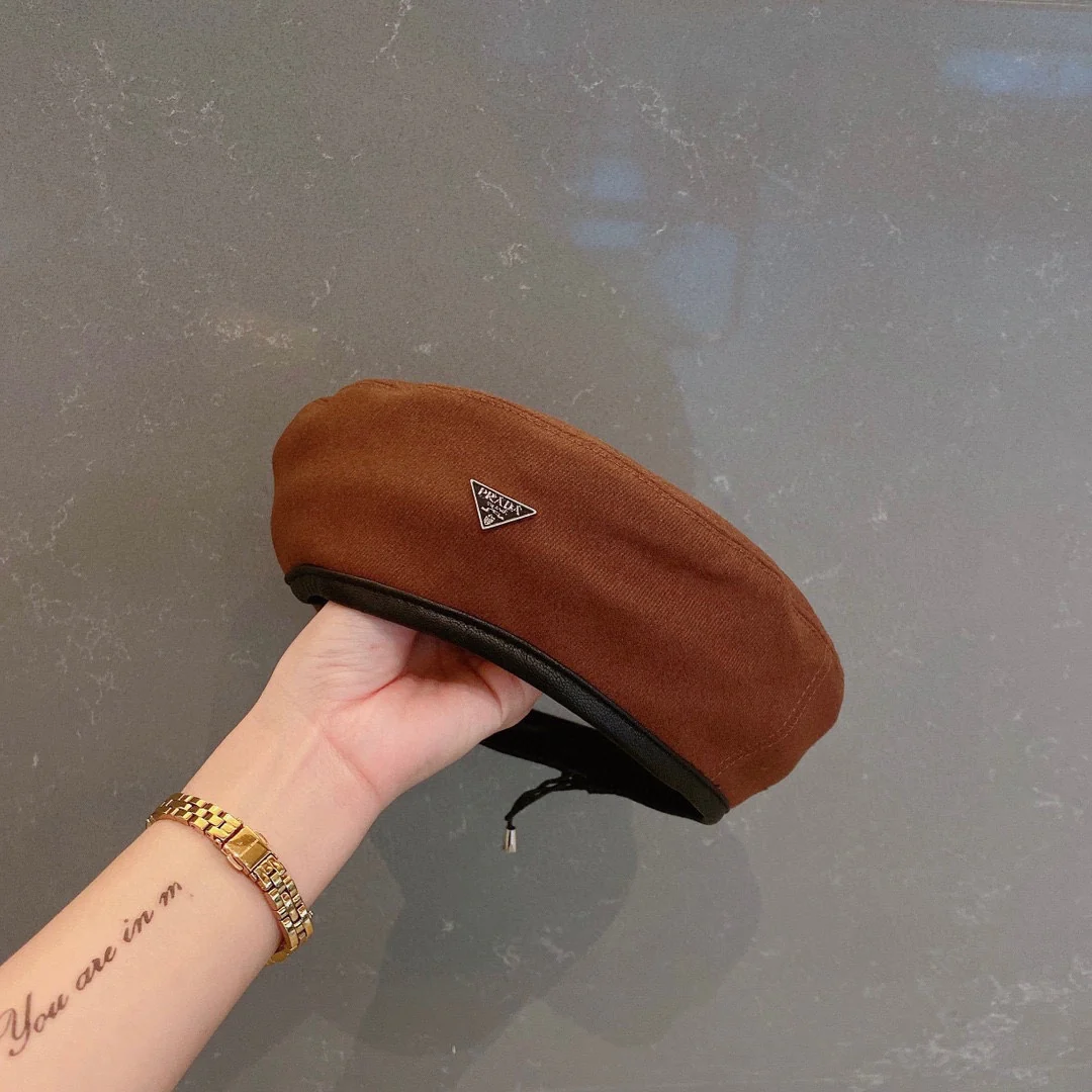 Шерстяной берет Prada, коричневый - 1