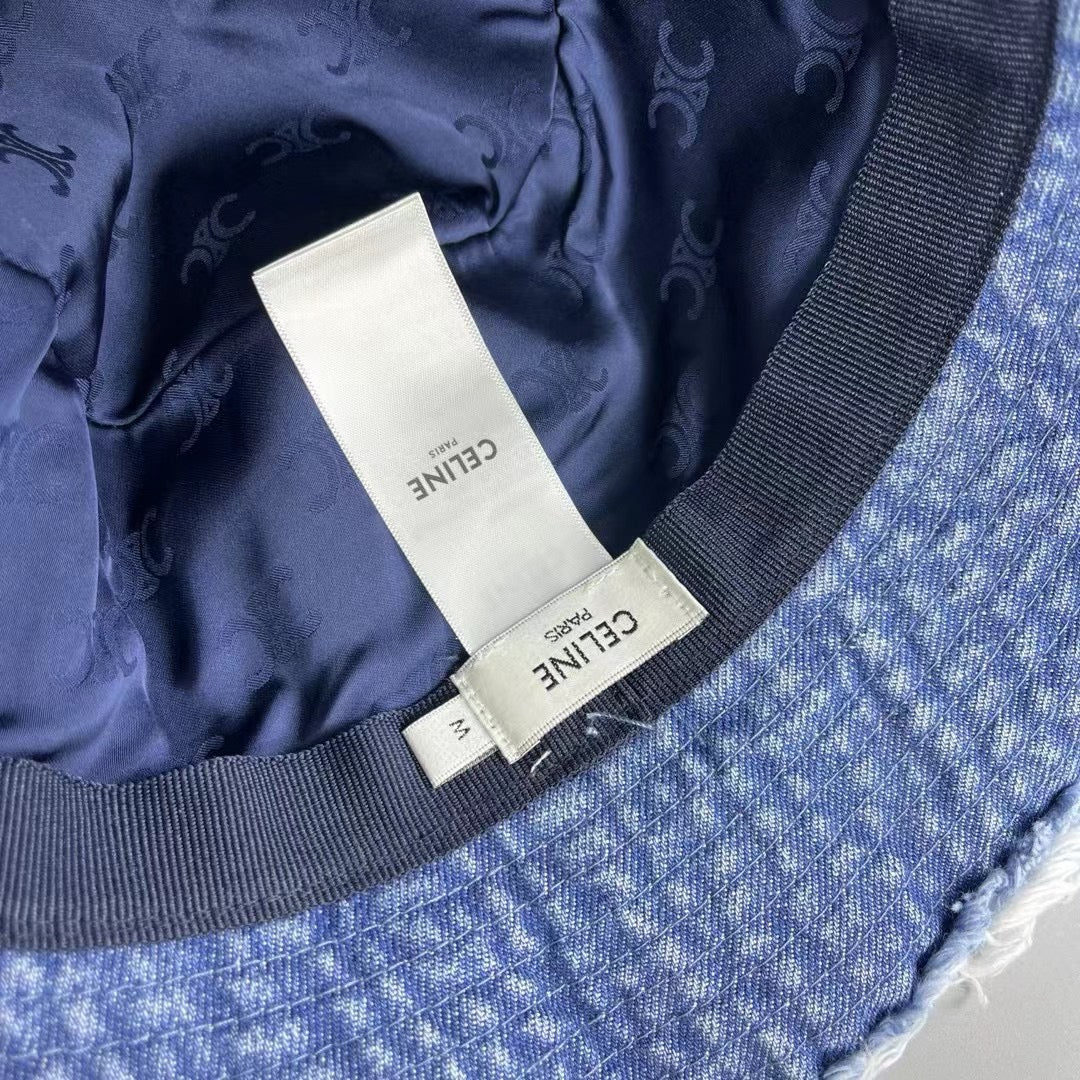 Celine - Новая вышитая панама из выстиранного денима