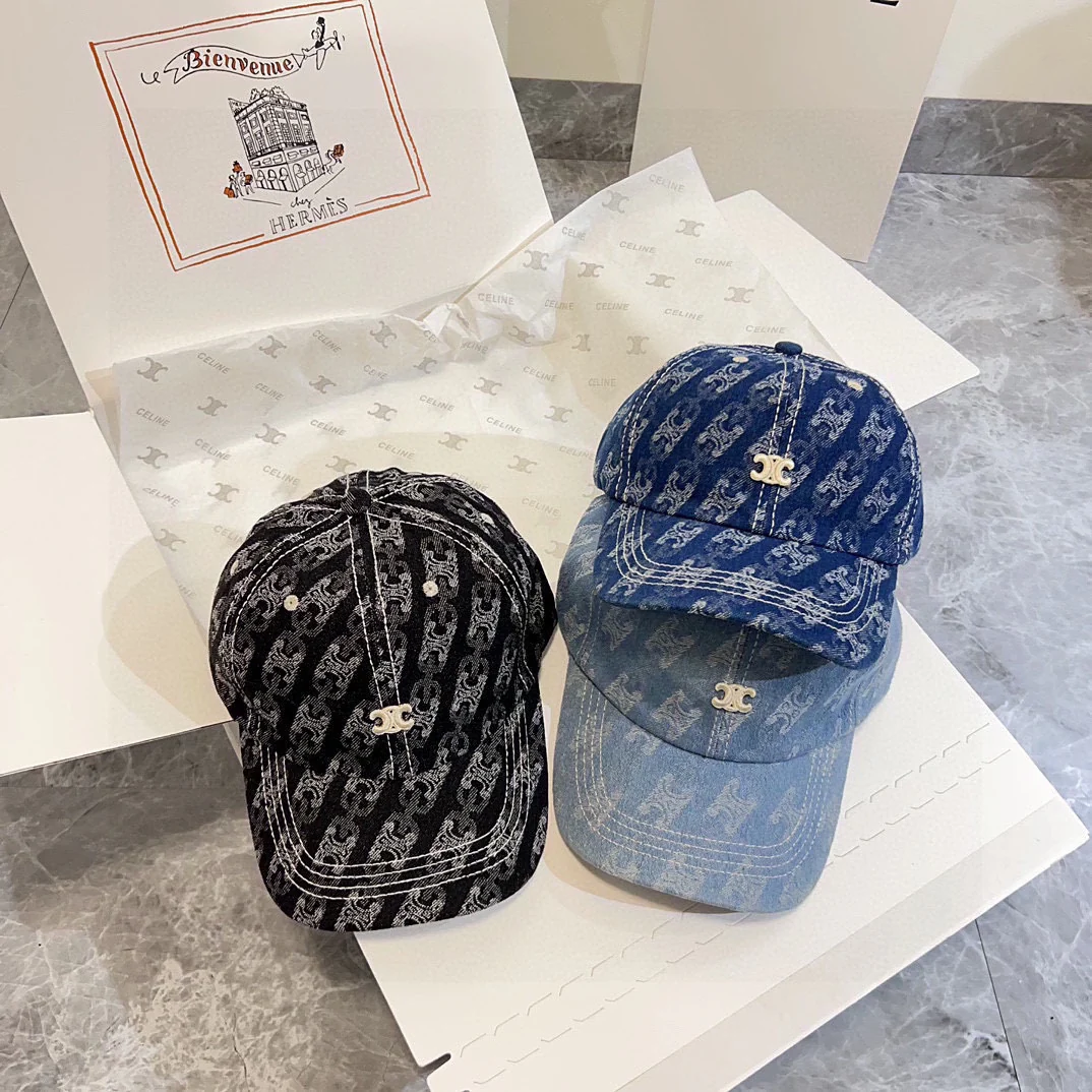 Бейсболка Celine 2024 New Retro Denim Baseball Cap - синяя