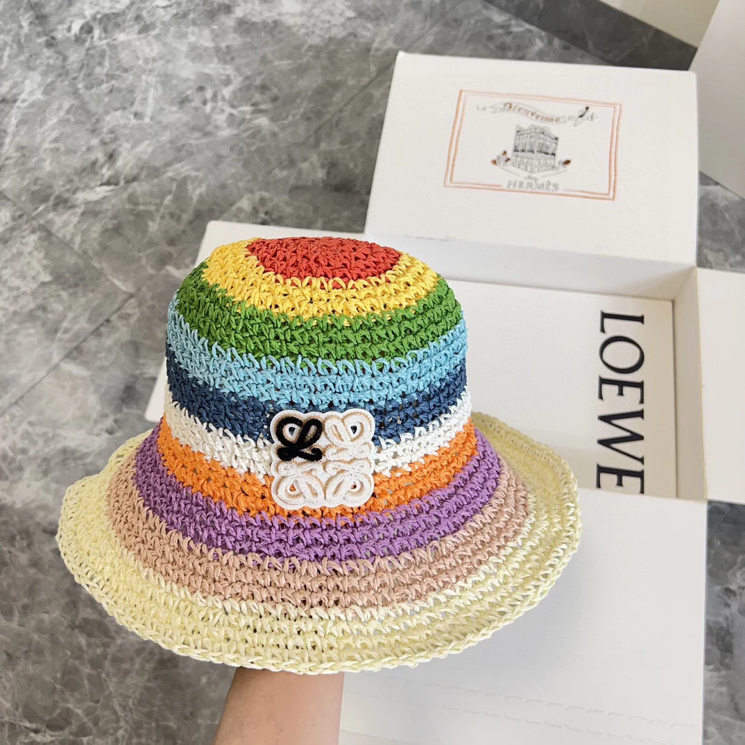 Новая плетеная рыбацкая шляпа LOEWE Rainbow Hollow 2024 — фиолетовая.