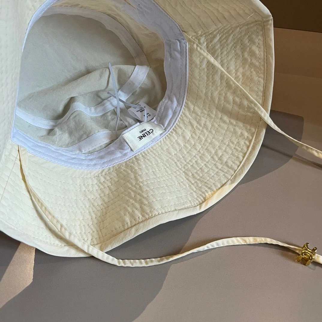 Celine - Солнцезащитная шляпа ручной работы из ткани - Белая