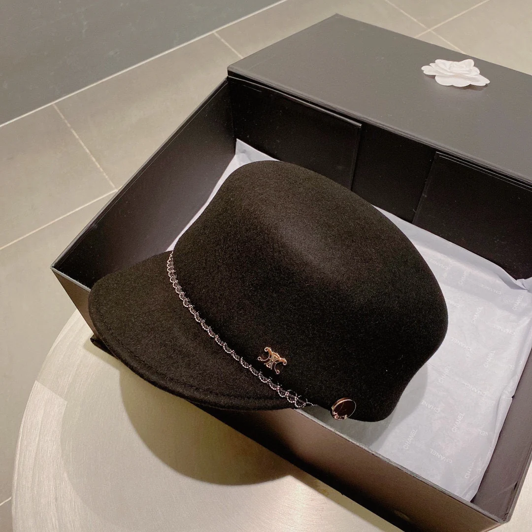 Шерстяная бейсболка Celine - черная