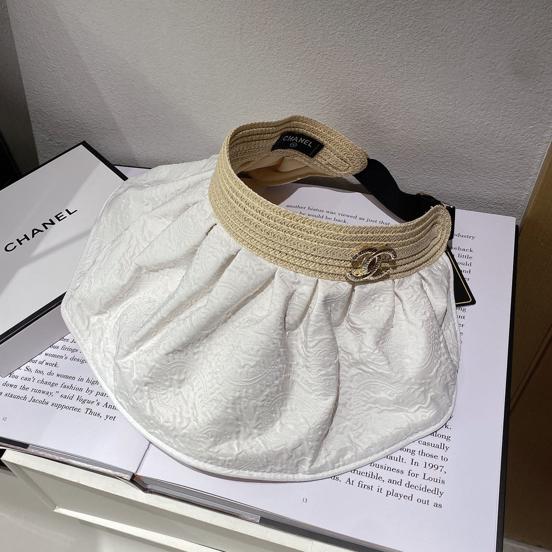 Chanel - Солнцезащитная шляпа - Шляпа с открытым верхом - Шляпа-ракушка - Белая