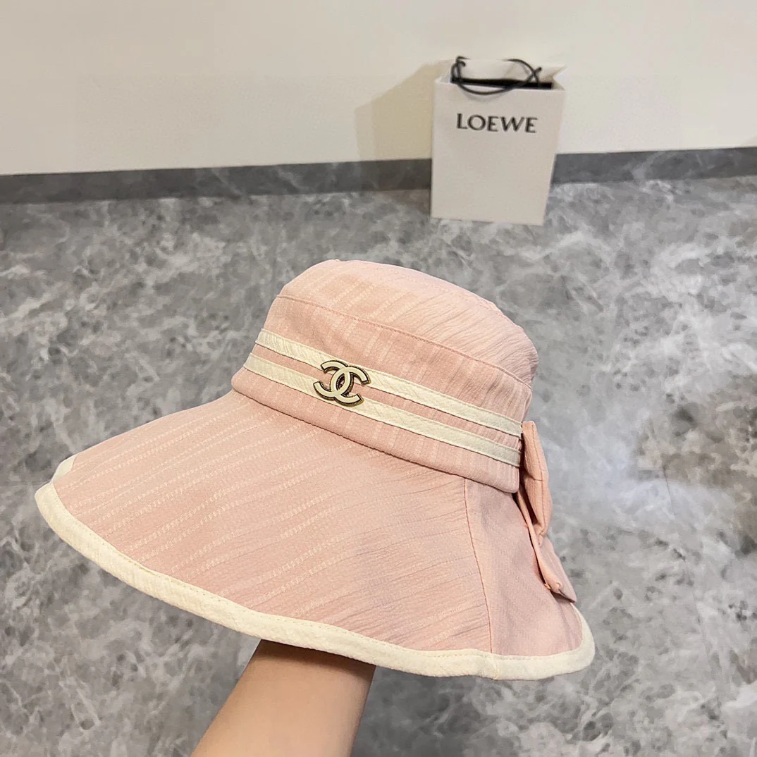 Новая широкополая складная рыбацкая шляпа Chanel 2024 года — розовая.