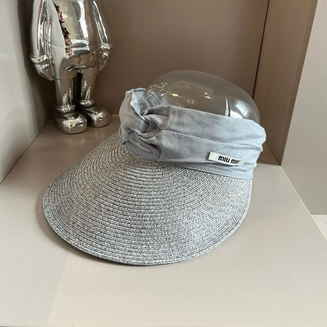 Miu Miu - Солнцезащитная шляпа в стиле пэчворк - Серая