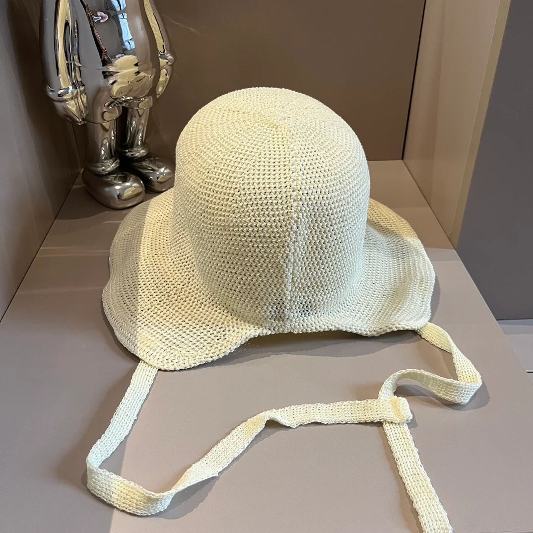 Celine - Новая ажурная плетеная рыбацкая шляпа - белая