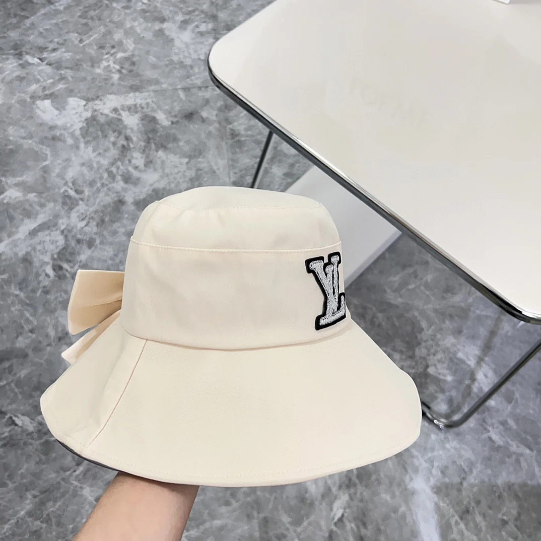 Новинка LV 2024 — Солнцезащитная шляпа с бабочкой — Белая