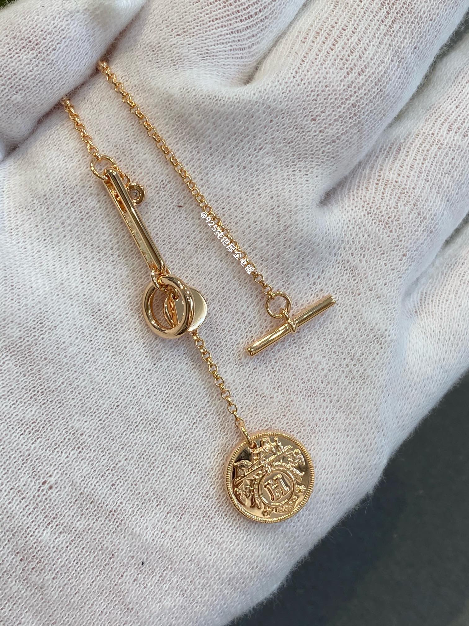 Колье Hermes с золотыми монетами, 38 см - Браслет, 17 см