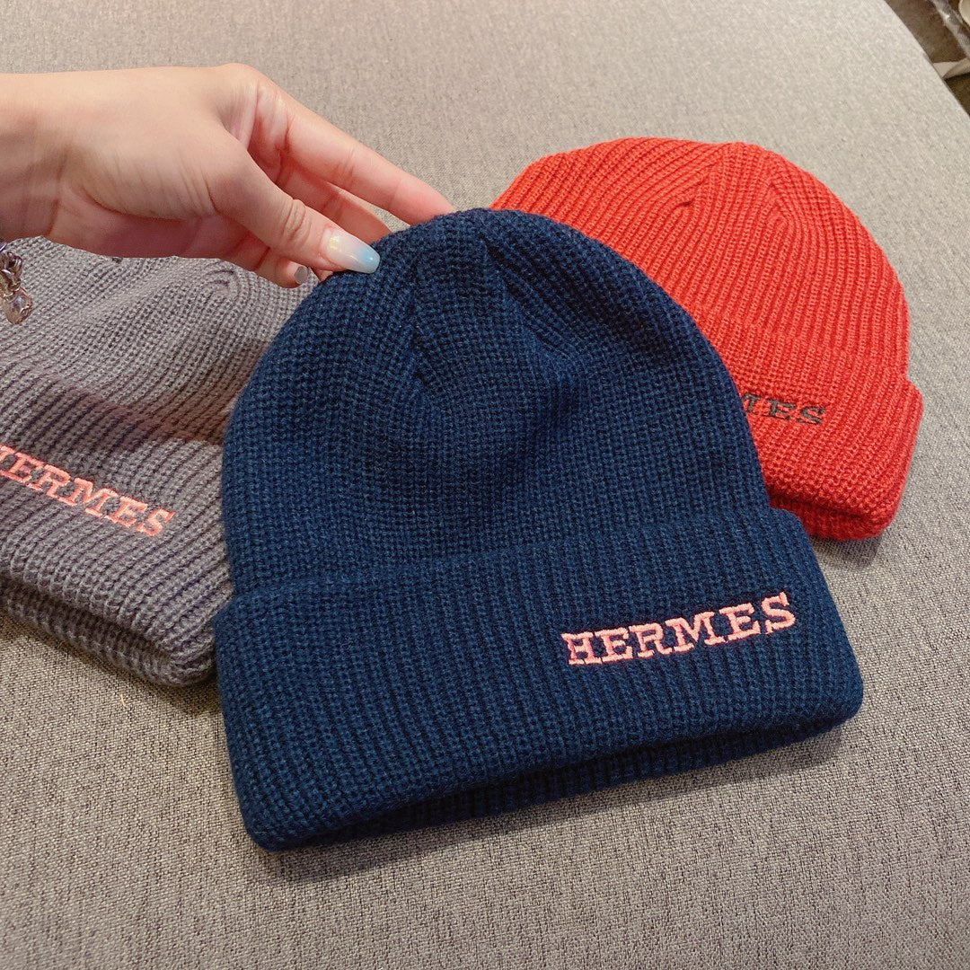 Hermes - Вязаная шапка-бини - Унисекс - Синяя