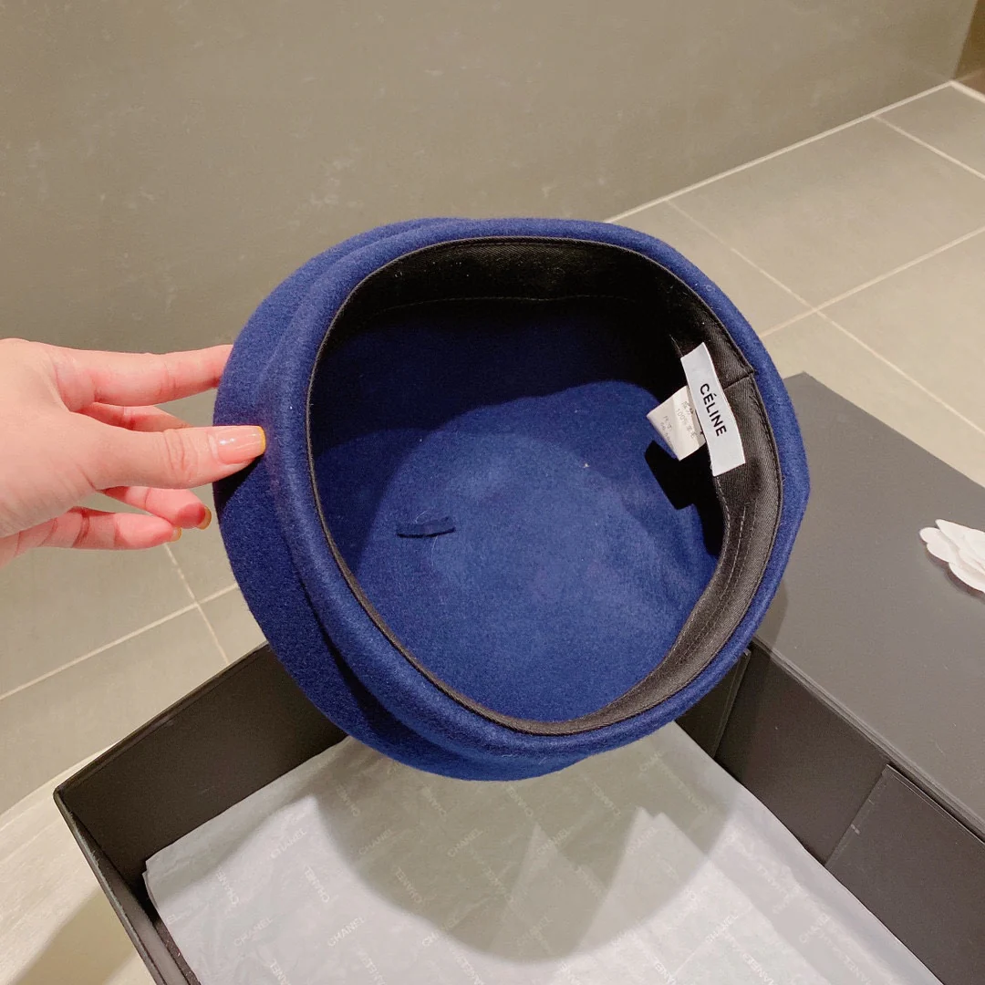 Селин - Шерстяной берет - Синий