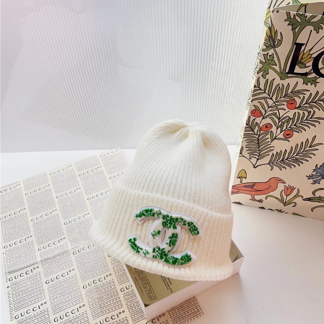 Chanel - Вязаная шапка-бини - Белая - 2