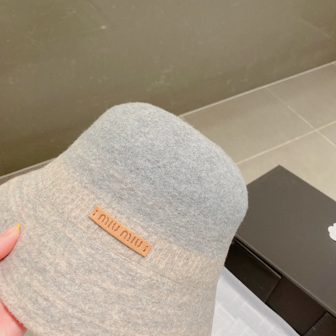 Miu Miu - Шерстяная градиентная рыбацкая шляпа - Серая