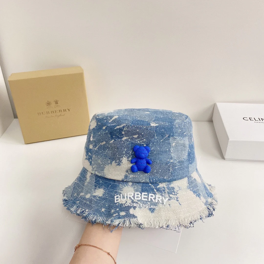 Burberry - Панама из выстиранного денима в форме медведя