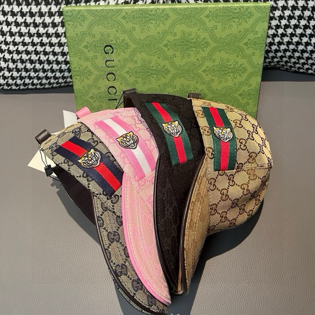 Gucci - Новая вязаная бейсболка с головой тигра - Розовая