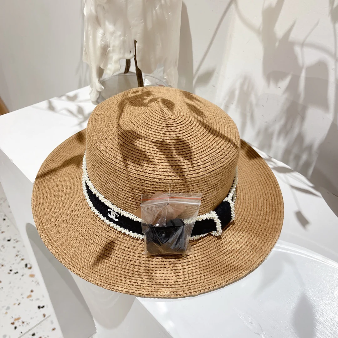 Новая соломенная шляпа Chanel 2022 года - коричневая - 1