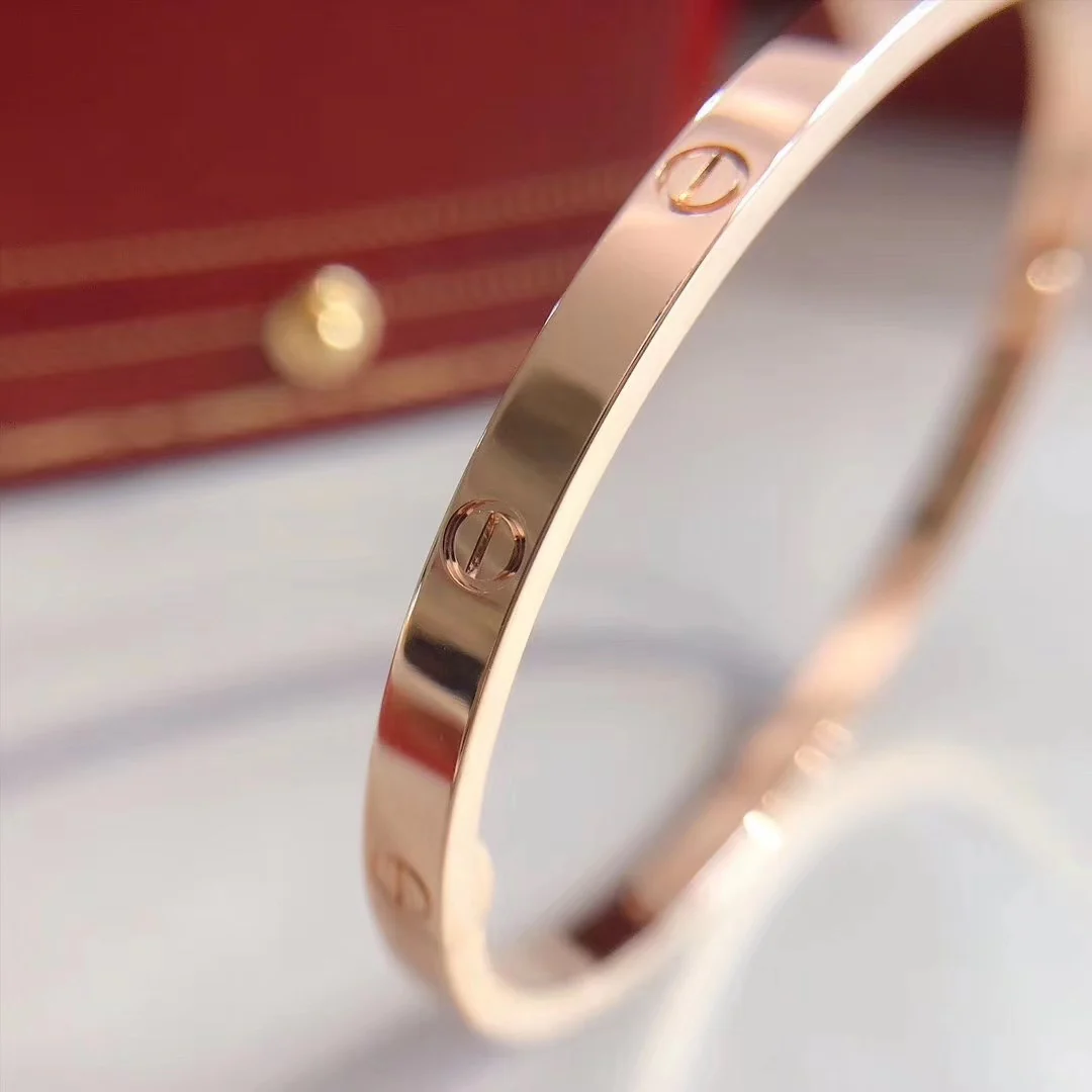 Тонкий браслет Cartier Love - розовое золото/белое золото - без бриллиантов