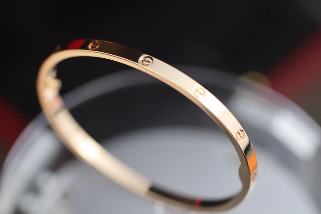 Тонкий браслет Cartier Love - Белое золото - Розовое золото - 6 бриллиантов - 10 бриллиантов