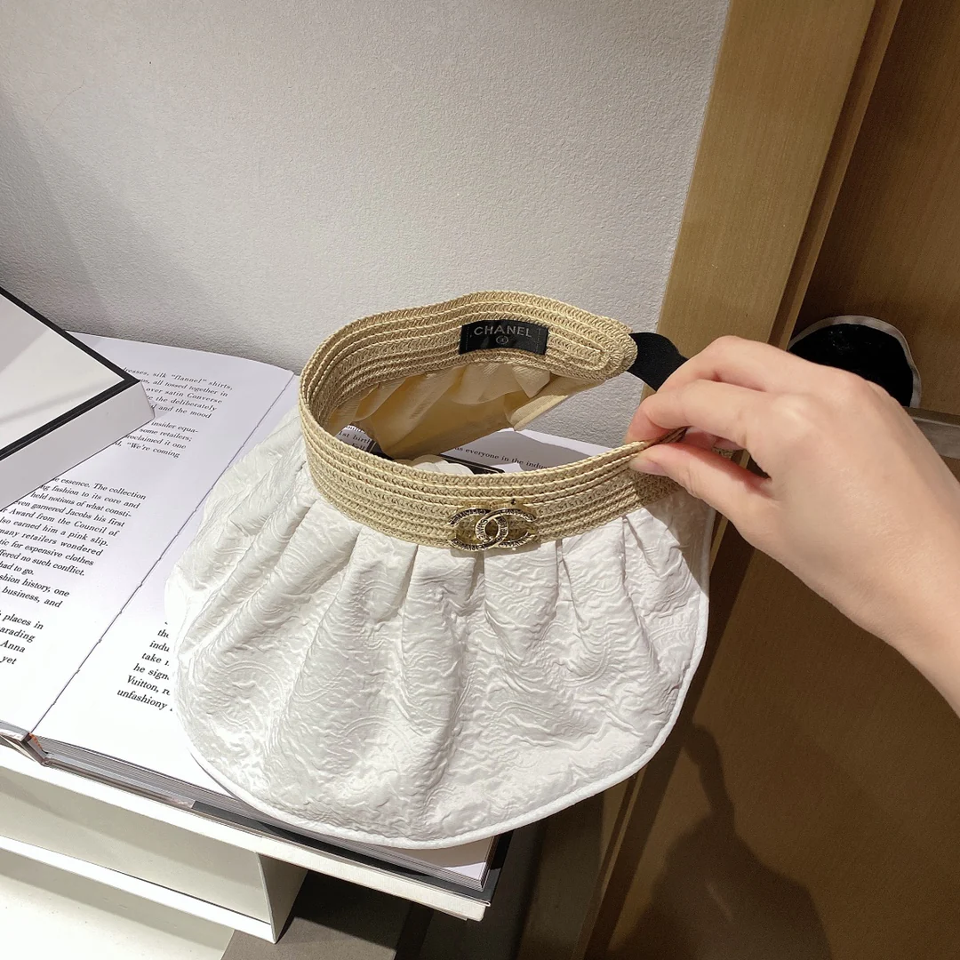 Chanel - Солнцезащитная шляпа - Шляпа с открытым верхом - Шляпа-ракушка - Белая