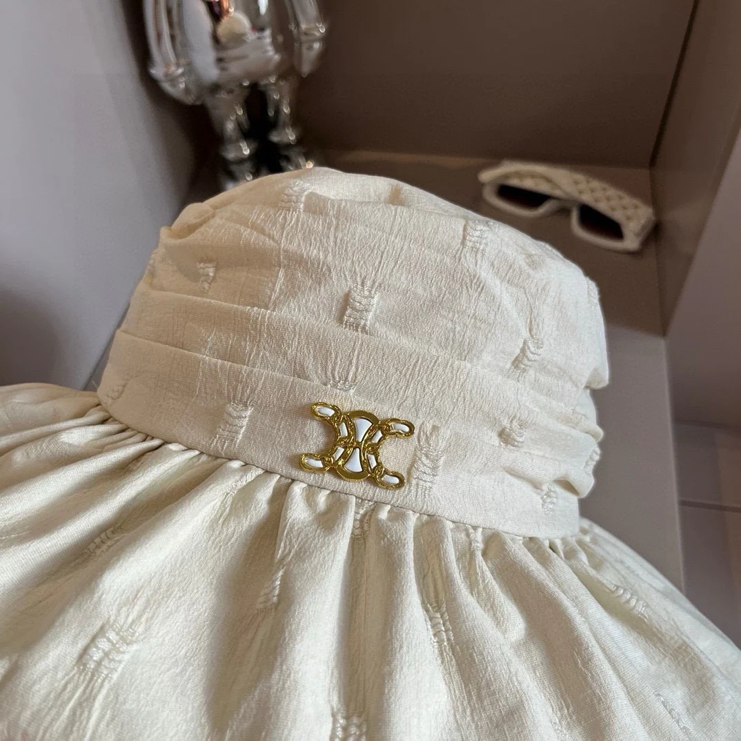 Celine - Солнцезащитная шляпа с оборками - Белая